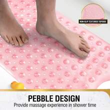 Durable PVC Shower Stall Mat - Wave Pattern Non-Slip Bathtub Foot Mat With Suction Cups, Quick Draining, For Inside Shower, Tub Interior, Provides Secure Grip, Bathroom Mildew Resistant Floor Pad,Bathroom Accessories, Household Essentials, Back To School Supplies, Christmas Gifts - Multicolor - View 4