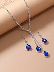 Royal 3pcs Rhinestone Decor Bridal Jewelry Set Valentine's Day Valentines - Silver - View 6