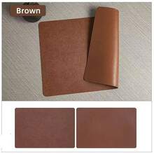 Juego de manteles individuales de piel sintética de 1/4/6 Uds., resistentes al calor, antideslizantes, impermeables, de doble cara, manteles individuales de PU para cocina y comedor - Marrón - Ver 13