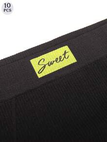 10pcs/Set Women's Mid-Waist Triangle Panties, Minimalist, Contrast Color, Soft, Breathable - Multicolor - View 5