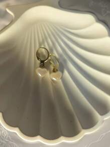 1 Pair Fashion Faux Pearl Heart-Shaped Drop Earrings (Colorful)