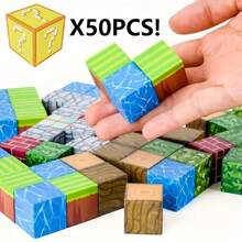 ZOULEBAOBEI Random 50/100pcs Magnetic Blocks, Magnetic Cubes Stacking Toys, STEM Sensory Toys Suitable For Children Boys Girls Aged 3-8, Christmas Birthday Gift - Multicolor - View 4