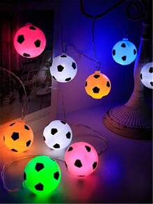 1 pieza Luces en forma de balón de fútbol con 10/20 LED y 2/3 metros, a pilas, adecuado para dormitorio, sala de estar, fiesta, boda, hogar, jardín, camino, suministros para fiestas, decoraciones, chimenea [Baterías no incluidas] - Multicolor - Ver 3