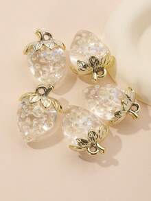 5pcs/Set High Glossy Iridescent Translucent Multicolor Strawberry Shape Pendant For Diy Handmade Accessories, Such As Bracelets, Necklaces, Earrings, Phone Straps, Bag Charms