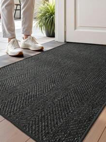 1 pieza Felpudo de puerta de textura tejida bicolor de estilo simple tipo Ins, de diseño tejido moderno y elegante, fácil de limpiar, resistente al desgaste, antipolvo y duradero, apropiado para la entrada