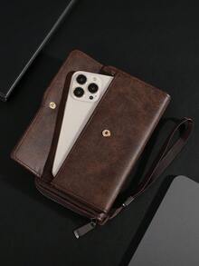 Men's Business Wallet Long Double Layer PU Leather Buckle Men's Bank Card Clip Zipper Wallet For Men Wallet Purse Wallet Long Wallet Wristlet Wallet - Multicolor - View 5