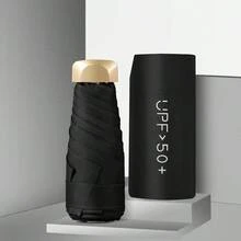 Mini sombrilla de bolsillo, paraguas de vinilo plegable con protección UV, sombrilla de bolsillo, paraguas cápsula zwq - Negro - Ver 13