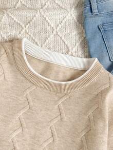 1 szt. Chłopięcy sweter w stylu japońskim, swobodny, jednolity kolor, sweter z dzianiny, kołnierzyk z guzikami w kształcie rombu, wiosna/jesień