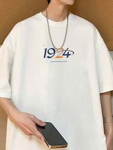 200g Cotton T-Shirt 2025 Men's New Short-Sleeved Cotton Vacation Pattern Short-Sleeved Crew Neck Matching Look