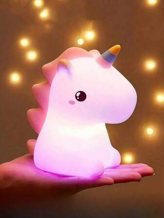 1pc Unicorn Night Light, Soft & Plush Texture, Tap To Change 7 Color Modes, USB Rechargeable, 3 Brightness Levels - Eye-Caring Bedside Lamp, 30-Min Timer, Warm Soft Glow For Better Sleep, No Flicker, Suitable For Kids, Bedroom, Home Decor