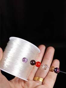 2 piezas Cordón elástico de 0.5-0.8mm, línea elástica transparente para hacer joyas, pulseras, collares, accesorios de cuentas, cordón para joyas, cordón de cuentas de cristal, se puede enhebrar fácilmente a través de joyas, adecuado para manualidades DIY