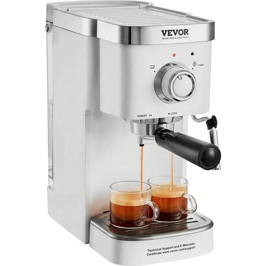 VEVOR Espresso Coffee Machine 15Bar Semi-Automatic Espresso Machine And Milk Foam Machine - - 1 - View 1