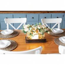 Nuevas - Luces de tarro Mason Centropieza de mesa para comedor estilo rústico con bandeja de madera y 3 tarros con flores Centropieza para sala de estar primavera y verano - Color como se muestra + Tamaño como se muestra - Ver 3