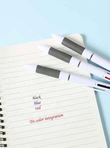 10/8/6/4/2/1 Pack Simple 3-Color Practical Push Ballpoint Pen Multi-Color Pen Student Office Black, Red And Blue 3-Color Integrated Push Ballpoint Pen Office Supplies, Exam Supplies, Back To School Supplies
