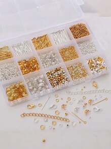 1260 Pcs Metal Accessories Material Set, Including Spacer Beads, Lobster Clasps, Jump Rings, For DIY Bracelet, Necklace, Earring, Ear Hook, Bead Making Tools