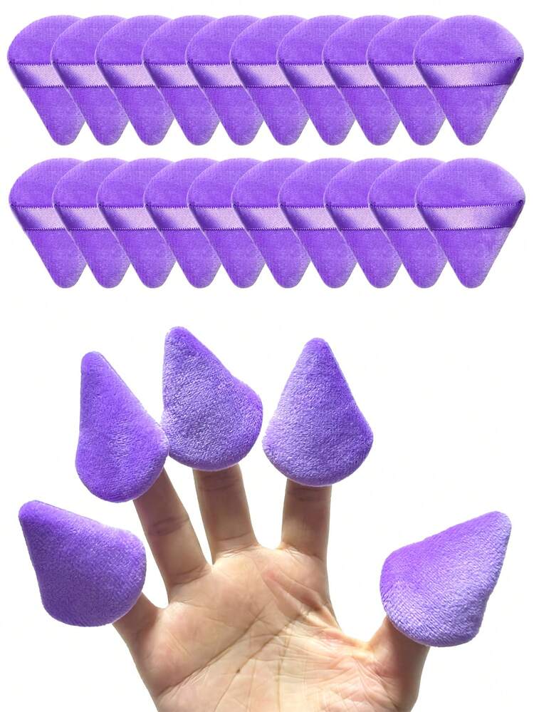 5个/10个/12个/20个/30个/50个/100个迷你三角植绒双面化妆海绵，适合定妆，质地柔软蓬松，可用于面部和身体的散粉扑，混合化妆美容工具套装 - 紫色 - 查看 9