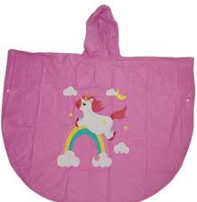 Impermeable para niños tipo capa colores y figuras variadas material resistente reutilizable uso cómodo protección contra lluvia y viento ideal para escuela y actividades al aire libre - Rosa - Ver 6