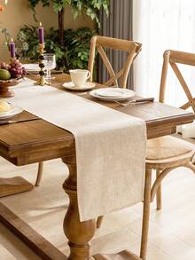 1 szt. Prostokątny bieżnik na stół morelowy, amerykańska prosta, jednokolorowa dekoracja stołu, zmywalny pokrowiec na stół jadalny, kredens, szalik na półkę, odpowiedni do kuchni, jadalni, kempingu, imprezy, świąt, dekoracji ślubnych, dnia ojca, prezentu na Święto Dziękczynienia