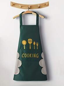 1 件可调节彩色条纹围裙，男女皆宜，简约风格烹饪围裙，带口袋，适用于厨师、服务员、厨房烹饪围裙、烧烤、发型师、厨房工具，可机洗（绿色细条纹）圣诞节节日礼物 - 彩色 - 查看 14