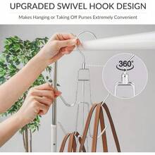 Purse Hanger Organizer For Closet, Hanging Bag Holder, Keeping Purses Visible And In Good Condition, Metal Handbag Storage Hook Backpack Rack Space Saving Hanger, Silver - Silver - View 3