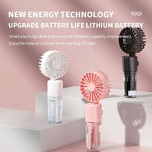 Portable Fan With Mist Humidifier, Mini USB Rechargeable Handheld Fan With Water Spray, 800mAh Battery Desk Fan, Lightweight Portable Fan - Suitable For Office, Outdoor, Travel And Camping - Stay Cool Anytime! Refreshing Comfort For Indoor And Outdoor Travel, Essential For Summer, Beach Vacation, Back To School, Gifts, Holiday Essentials