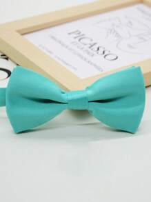 1pc Men's Solid Color Double Layer Bow Tie, Versatile For Party, Performance And Formal Suit