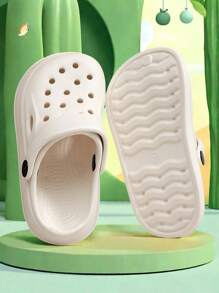 Summer New Boys And Girls Simple Hole Shoes For Home And Outdoor Daily Leisure Beach Wear Solid Color Comfortable Flat Slippers Fashionable Style