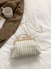 1pc Blue Bowknot Decor Nylon Party Clutch Bag For Women