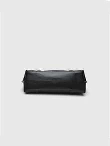 Za Home Commuter Tote Bag 2025 Summer New High-Capacity Fashion Shoulder Bag Waxed Leather Retro Portable Shopping Bag - 黑色 - 查看 5