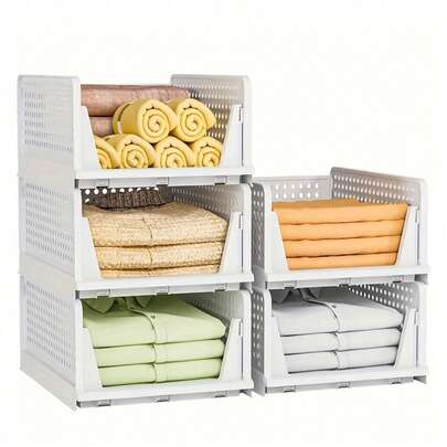 1 件可折叠可堆叠储物篮抽屉整理盒，家用衣柜衣服抽屉梳妆台搁架，卧室厨房桌面零食展示架