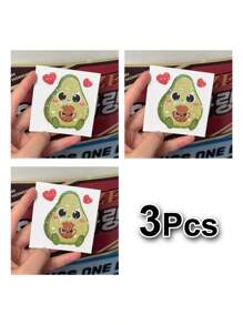 1/3pcs Avocado Eating Cookies Stickers, Cartoon Foodie Style Decorate Your Laptop, Water Bottle, Journal, Skins, Guitars, Helmets, Office Supplies, School, Skateboards, Luggage, And Other Funny Vinyl Record Waterproof Decal