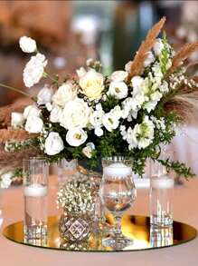 1/3 piezas Bandeja redonda de espejo acrílico, adecuada para decoración de bodas, decoración de fiestas, decoración de mesas, decoración de sostenedor de velas, decoración del hogar, bandeja expositora de joyas, centro de mesa para bodas, decoración de fiesta de Navidad