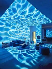 1pc USB-Powered Water Ripple Night Light – Multi-Color LED Star Light With Blue Lighting Effect, Perfect For Bedroom & Living Room Decor, Romantic Atmosphere Creator For Christmas, Valentine'S Day, Weddings, And Birthdays, Bedroom Night Light | Water Ripple Effect | Decorative Lamp, LED Lights For Bedroom - màu đen - Xem 1