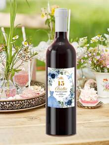 12 Pcs Custom Wine Bottle Labels Printed, 10x8cm, My Labels, My Fifth Year, Thank You Labels For 15 Years, Pink, Blue, Maroon, Burgundy, Personalized Wine Bottle Stickers, Wedding Wine Bottle Sticker, Party Bottle Sticker - Multicolor - View 5