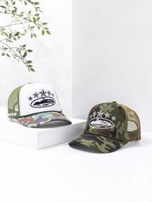 1 chiếc Mũ lưỡi trai lưới thoáng khí mùa hè thêu hình ngôi sao ngụy trang, mũ có vành che nắng thích hợp cho hoạt động ngoài trời, du lịch, thể thao - Nhiều màu - Xem 3