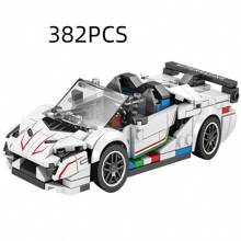 Juego de construcción de bloques premium de 8 ranuras para armar coches de carreras, modelo de supercoche deportivo. Juguete creativo de bricolaje de carreras deportivas, set de decoración de ensamblaje para fiestas, juguete de ensamblaje de alta calidad y desafiante, vehículo de cuatro ruedas gigante, ideal como colección de exhibición de oficina/regalo de cumpleaños