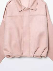 Chaqueta bomber de efecto casual para mujer, versátil para primavera y otoño - Rosa - Ver 9
