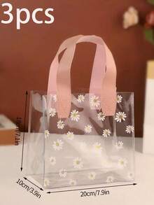 5pcs Daisy Printed Gift Bags, Transparent Pvc Gift Packaging Bags, Convenient Hand-Held Gift Bags, Suitable For Weddings, Small Business, Shopping, Parties, Birthday Parties And Other Holiday Gift Packaging, Valentine's Day Gifts, Holiday Gifts. - Daisy Gift Bag - View 17