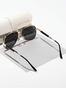LINFEMAND Elegant Metal Frame Dual-Bridge Fashion Glasses, High-End Business Party Travel Driving Gift For Men & Women - Multicolor - View 9