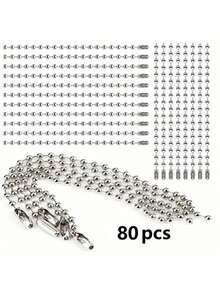 15/25/50/80/100 件可调节金属球链，4 英寸，带 2.4 毫米珠链连接器，钥匙扣标签链，适用于珠宝制作、DIY 工艺品、银/古银