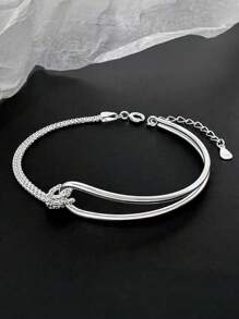 Conjunto de 2 piezas de pulsera elegante y geométrica simple para mujeres. Pulsera de plata de ley, cómoda de llevar, diseño retro y sexy, adecuada para uso diario y de fiesta, es un regalo de cumpleaños para mujeres fashionistas.