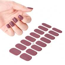 16 pièces de bandes d'ongles en gel nude, autocollantes semi-durcies couvrant tout l'ongle, nécessitent un durcissement à la lampe, tiennent 14 jours, effet paillettes, fournitures de nail art pour dames, faciles à utiliser, accessoires pour ongles