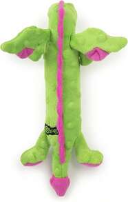 Juguete de peluche con chillido para perros Dragones Bubble de GoDog, tecnología de protección contra masticado - Rosa, Pequeño - Verde delgado - Ver 6