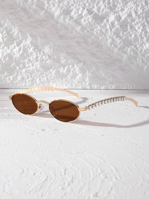 1 pieza Gafas de moda para hombre | Diseño de brazo con corazón de diamante, accesorio para fotografía de viaje y calle para un look de socialité