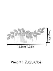 1 Peça Pente de Cabelo com Design de Folha Elegante e Brilhante com Strass, Acessório de Moda Estilo Boho para Noivas, Madrinhas, Festas, Casamentos, Uso Diário