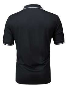 Men's Summer Stripe Print Pattern Short Sleeve Button-Down Polo Shirt, Fashion Beach Vacation Casual Golf Fishing Basketball Gym Outdoor Sports Casual Top, Suitable Gift For Husband, Boyfriend - Multicolor - View 2