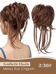 Synthetic Hair Bun Chignon Messy Curly Hair Band Elastic Scrunchy False Hair Pieces For Women Hairpins Black Brown Synthetic Elastic Curly Messy Bun Hairpieces Scrunchie Black Blonde Brown Natural Fake Hair Chignon Band Updo Donut For Women - Multicolor - View 18