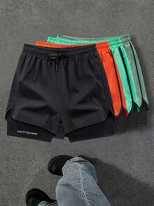 Men's Bermuda Shorts, Multi-Color Disposable Pack Sports Essential Basketball Boyfriend Style Fitness Running Sports Cycling Shorts, Built-In Mobile Phone Storage Pocket, Elastic Waist, Suitable For Running, Fitness, Workout