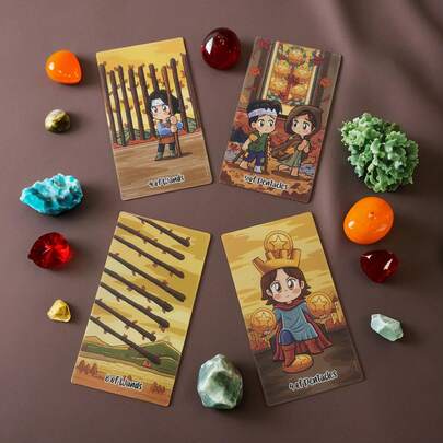 Juego de Cartas de Tarot de alta calidad, Tarot de la chica de otoño, con instrucciones, tamaño grande 12"X7", estética de estilo japonés, apto para uso personal, juegos de fiesta, regalos de recreación al aire libre, versión completa en inglés para mayores de 14 años, cartas de adivinación duraderas para entusiastas experimentados.