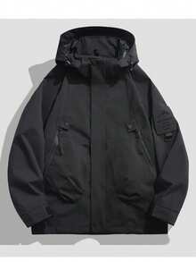 秋季女士防风外套 防水轻便户外长袖连帽外套 户外服装 滑雪服 - 黑色 - 查看 5